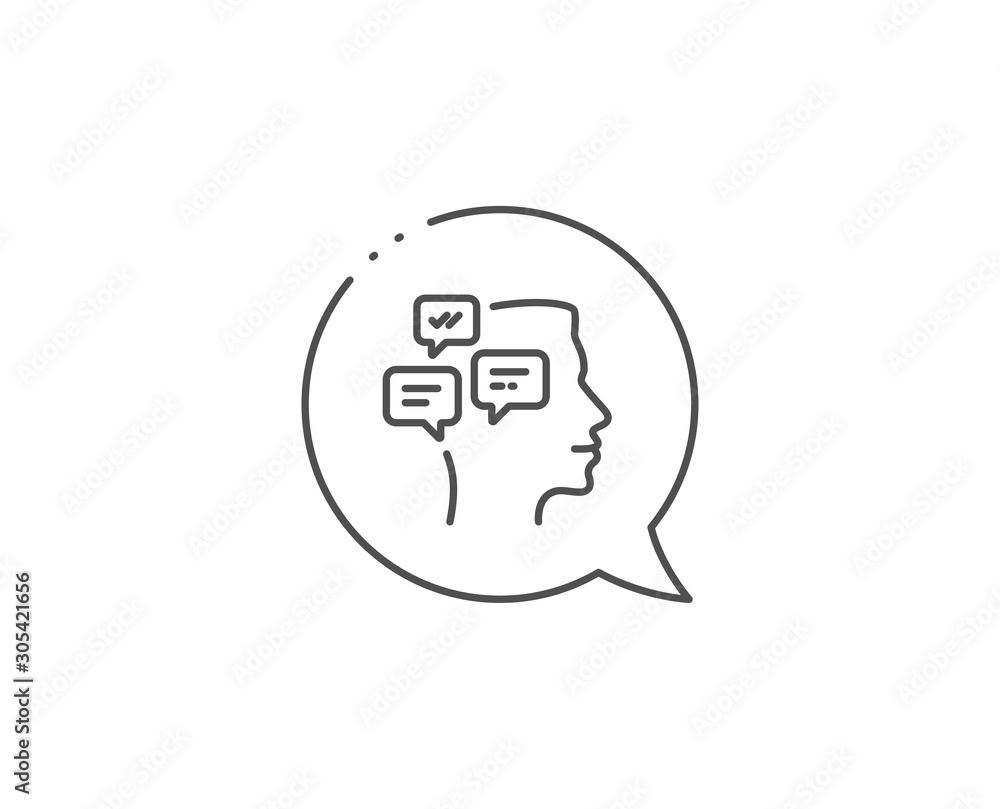 Chat Messages line icon. Chat bubble design. Conversation sign. Communication speech bubbles symbol. Outline concept. Thin line messages icon. Vector