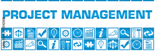 Project Management Blue White Box Grid Business Symbols 