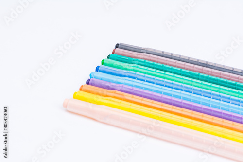 drawing Coloring pens isolated on white background © omnia