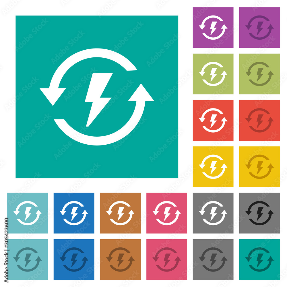 Renewable energy square flat multi colored icons Renewable energy square flat multi colored icons
