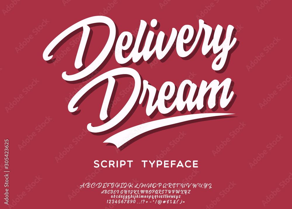 Delivery dream. Lettering print on sticker or clothes. Script font. Vector illustration.