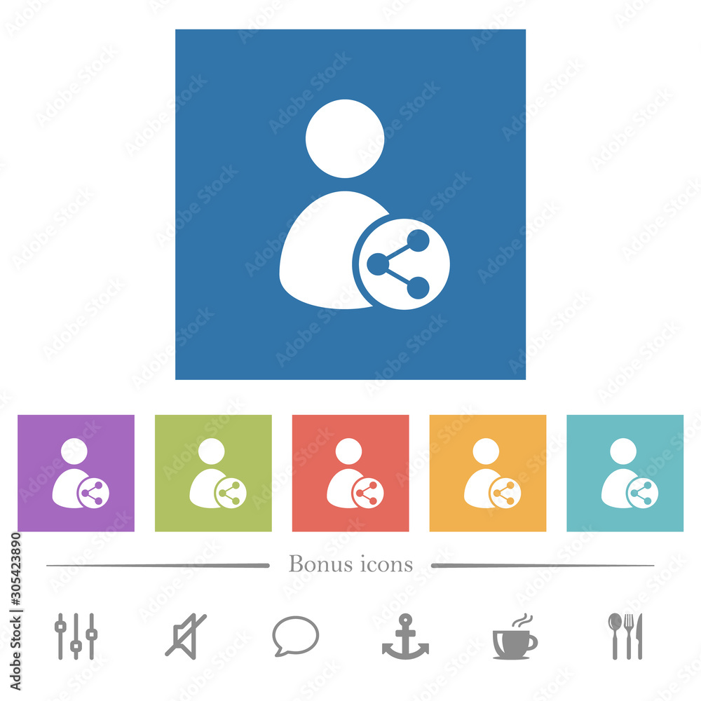 Share user data flat white icons in square backgrounds Share user data flat white icons in square backgrounds