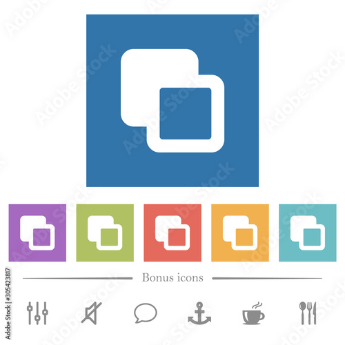 Subtract shapes flat white icons in square backgrounds