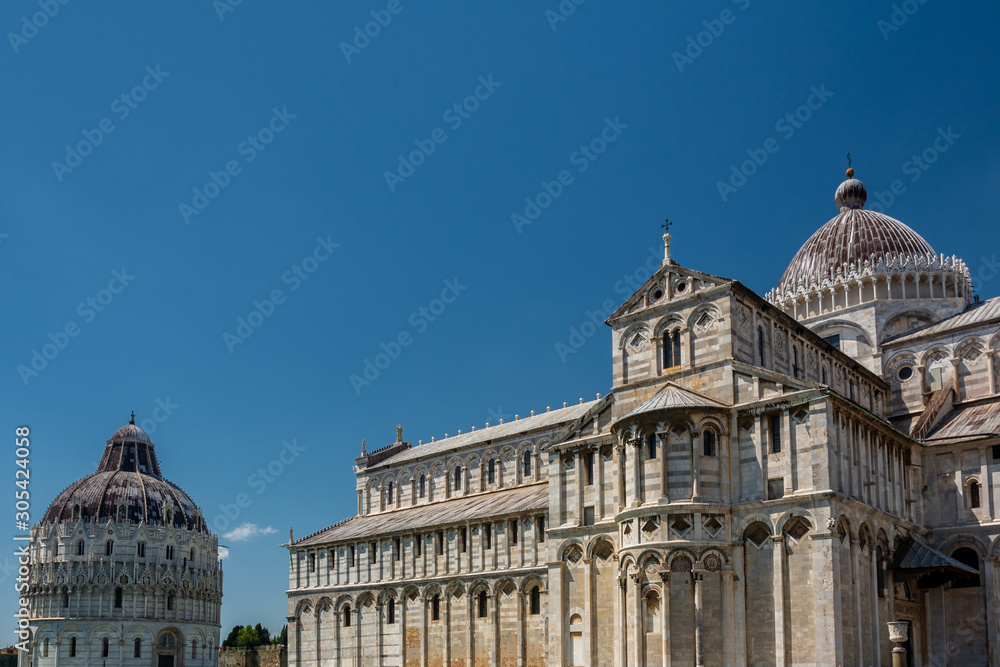 The Pisa Baptistery with the Cathedral