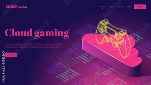 Cloud gaming streaming service landing page header concept.