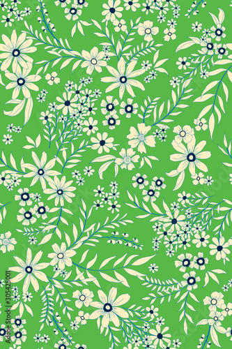Wallpaper Mural vector seamless ditsy floral pattern with fantasy flowers, leaves. Graphical flowers, allover design.  Torontodigital.ca