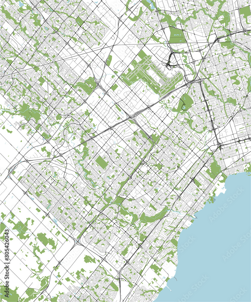 Fototapeta premium map of the city of Mississauga, Canada