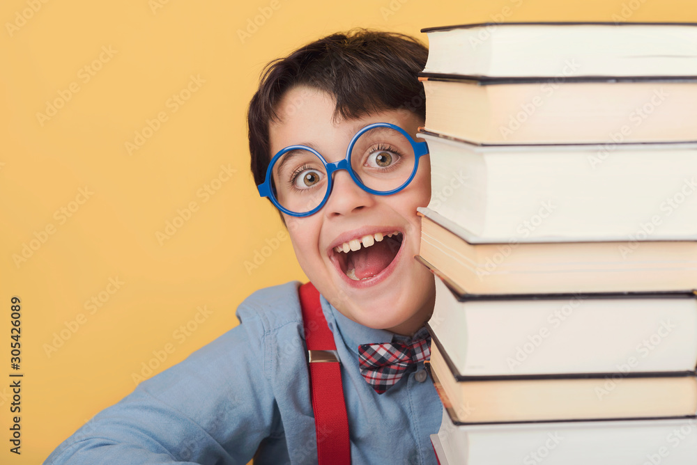 happy and smiling child with books happy and smiling child with books