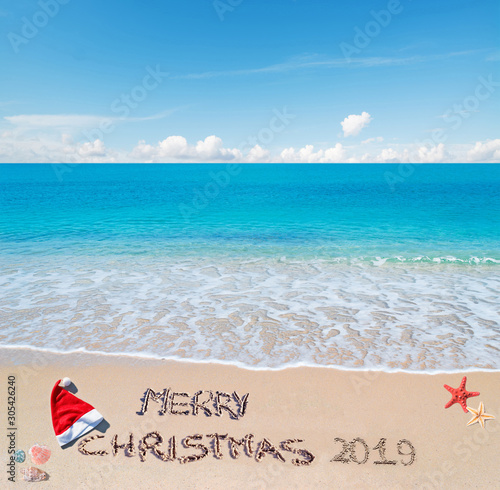 merry sandy Christmas 2019 on the beach