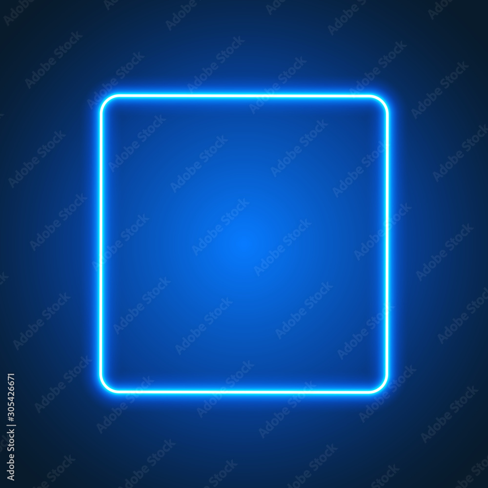 Blue neon frame on dark background, vector illustration. Blue neon frame on dark background, vector illustration.