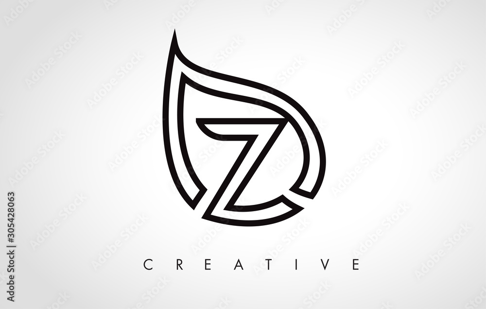 Z Leaf Logo Letter Design with Leaf Outline Z Leaf Logo Letter Design with Leaf Outline