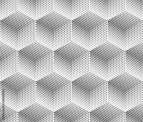 Seamless monochrome 3D cubes halftone background