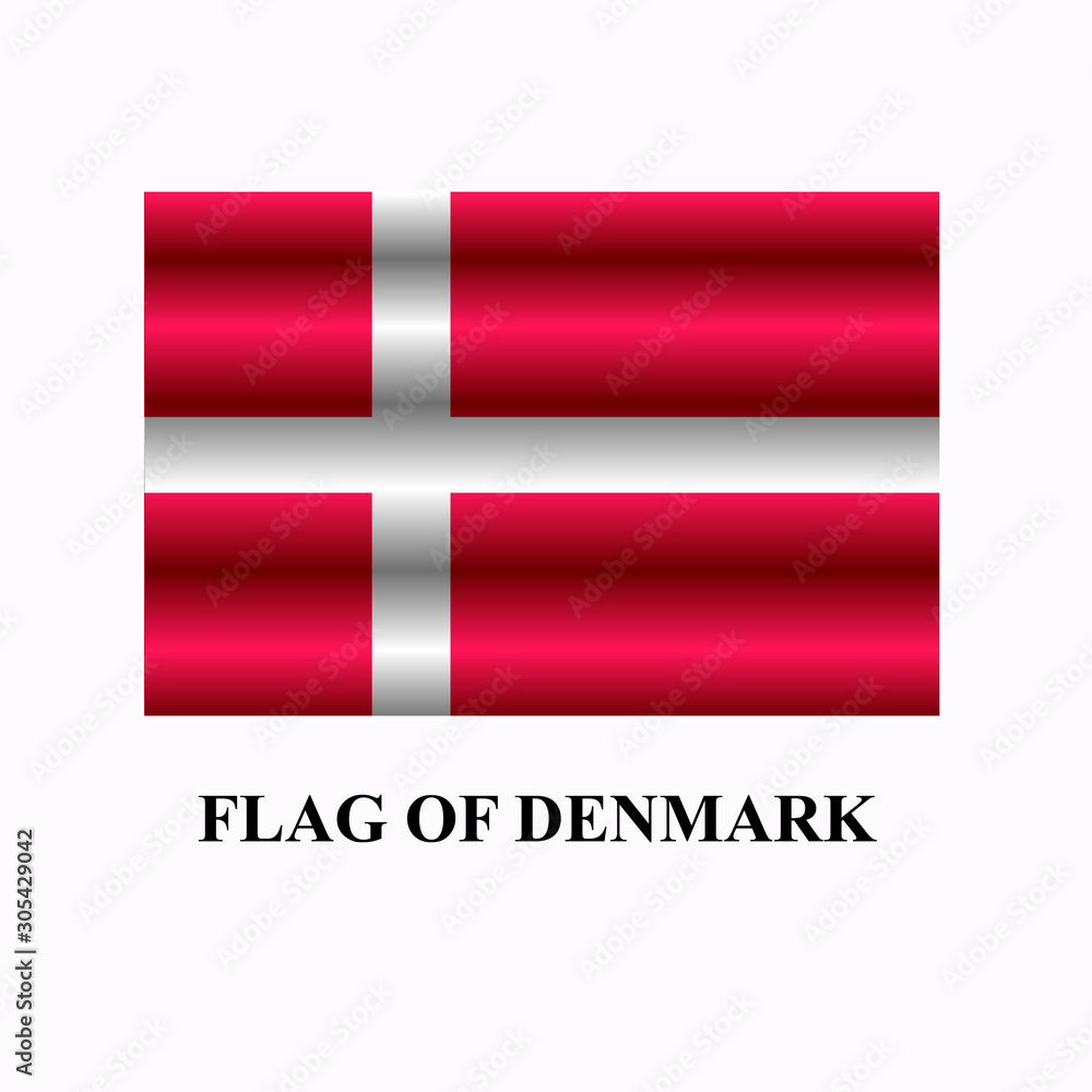 Banner with flag of Denmark. Colorful button with flag for design. Illustration with white background.