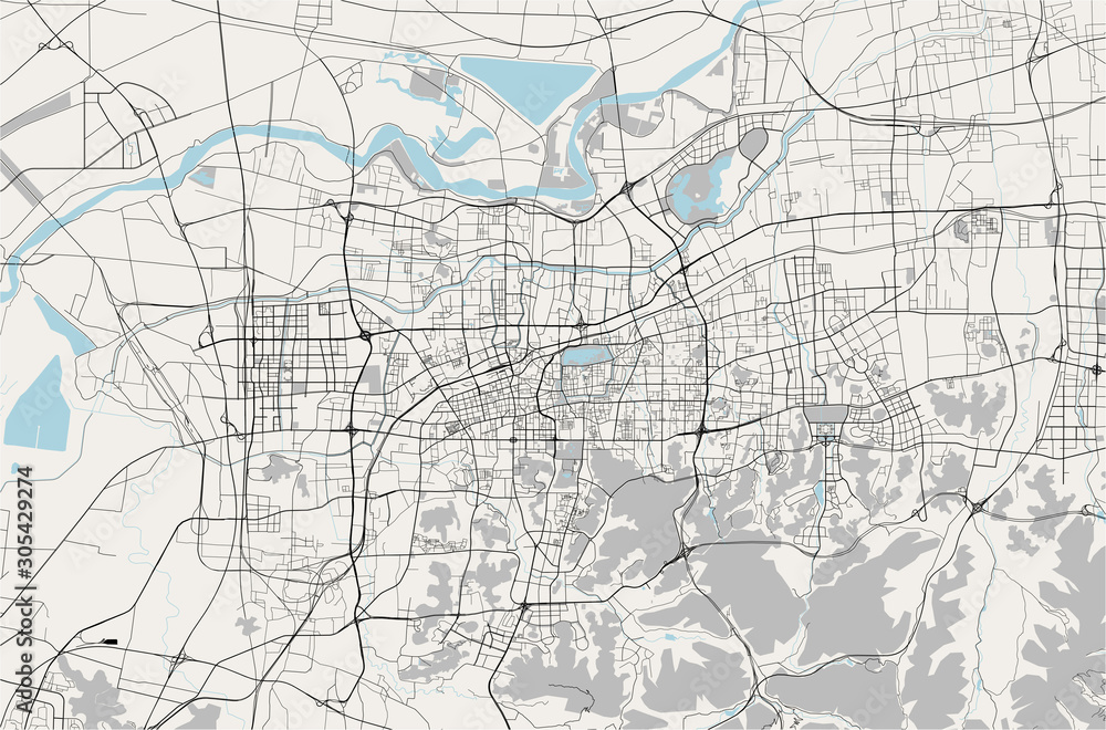 map of the city of Jinan, China