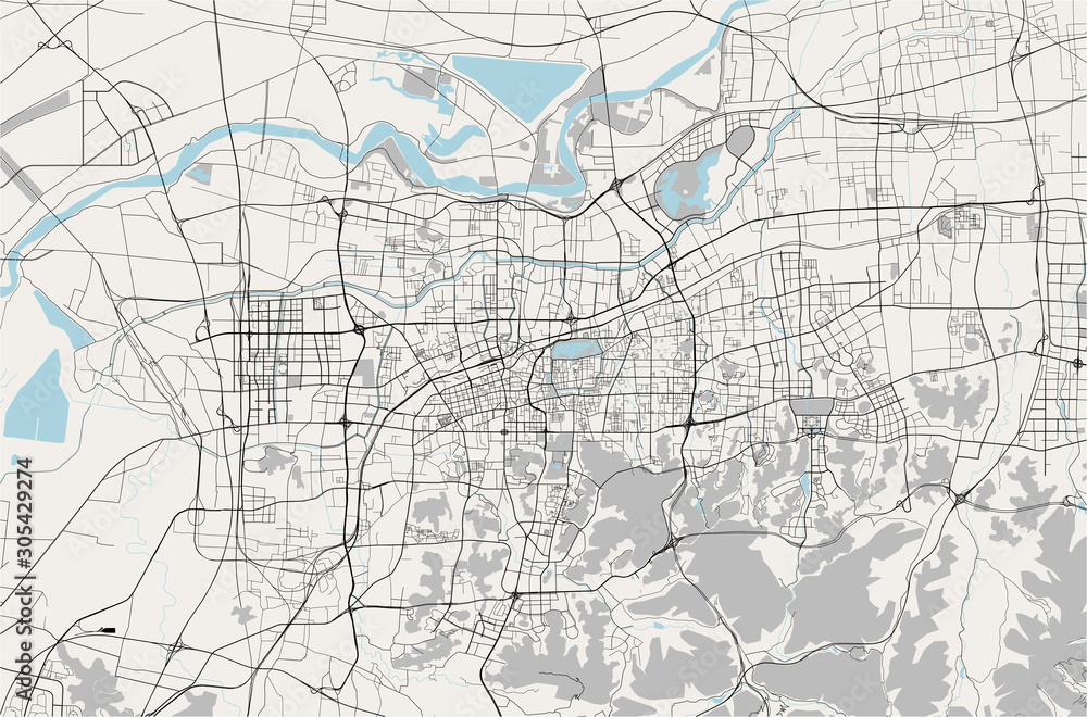 map of the city of Jinan, China map of the city of Jinan, China