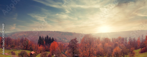 Panorama vom Nordschwarzwald bei Sonnenuntergang photo