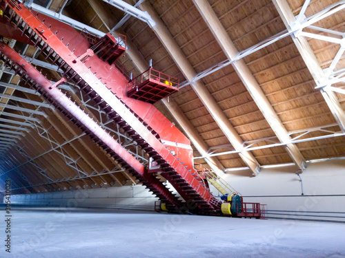 Warehouse for ore storage. Mining and processing plant. Sylvinite mining. Building. Petrikov District, Republic of Belarus. photo