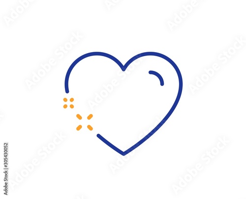 Love emotion sign. Heart line icon. Valentine day symbol. Colorful outline concept. Blue and orange thin line heart icon. Vector