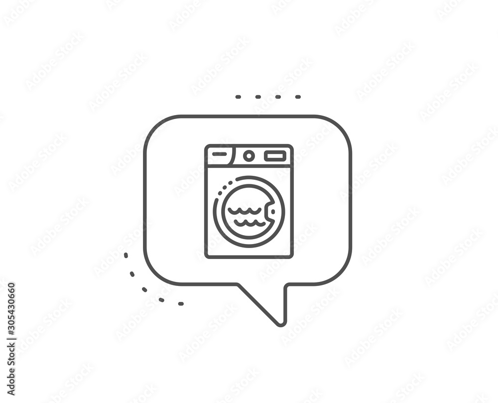 Laundry line icon. Chat bubble design. Washing machine sign. Hotel service symbol. Outline concept. Thin line laundry icon. Vector Laundry line icon. Chat bubble design. Washing machine sign. Hotel service symbol. Outline concept. Thin line laundry icon. Vector