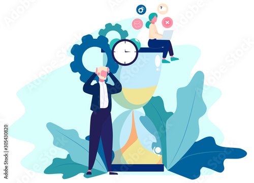 Deadline concept. Idea of many work and few time. Employee in a hurry.