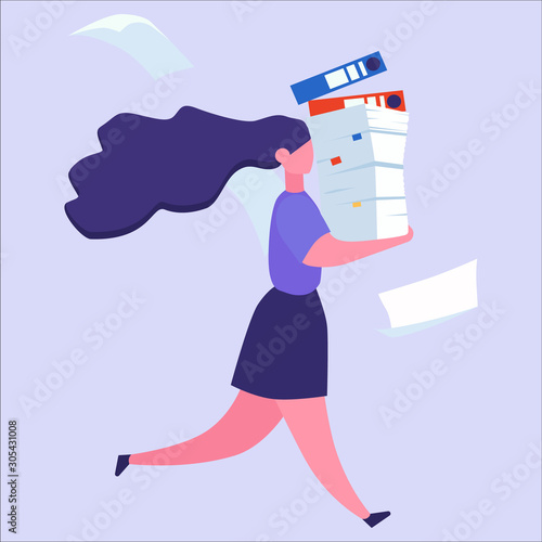 Stress at work and deadline concept. Idea of many work