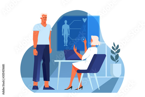 Vector illustration of innovative healthcare. Concept of modern medicine