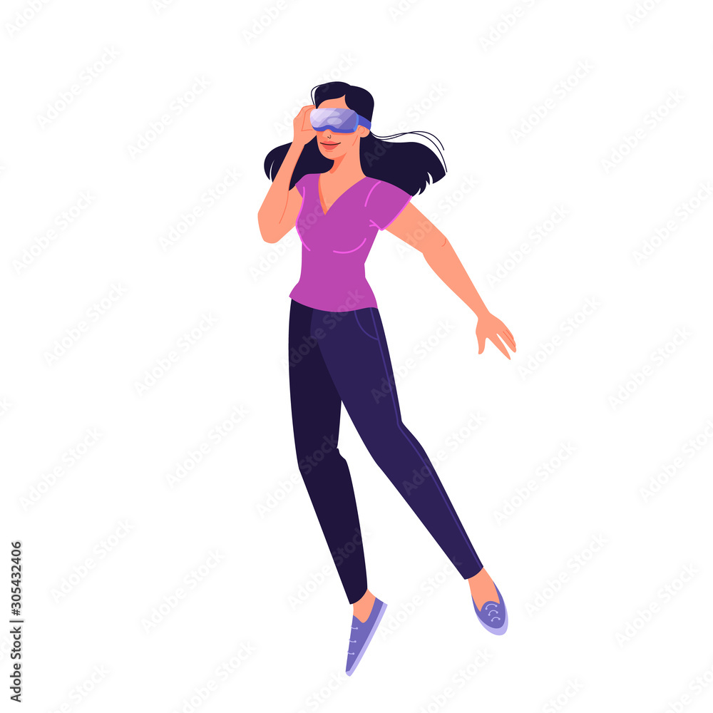 Vector illustration of person using a glasses of virtual reality. Concept of vr Vector illustration of person using a glasses of virtual reality. Concept of vr