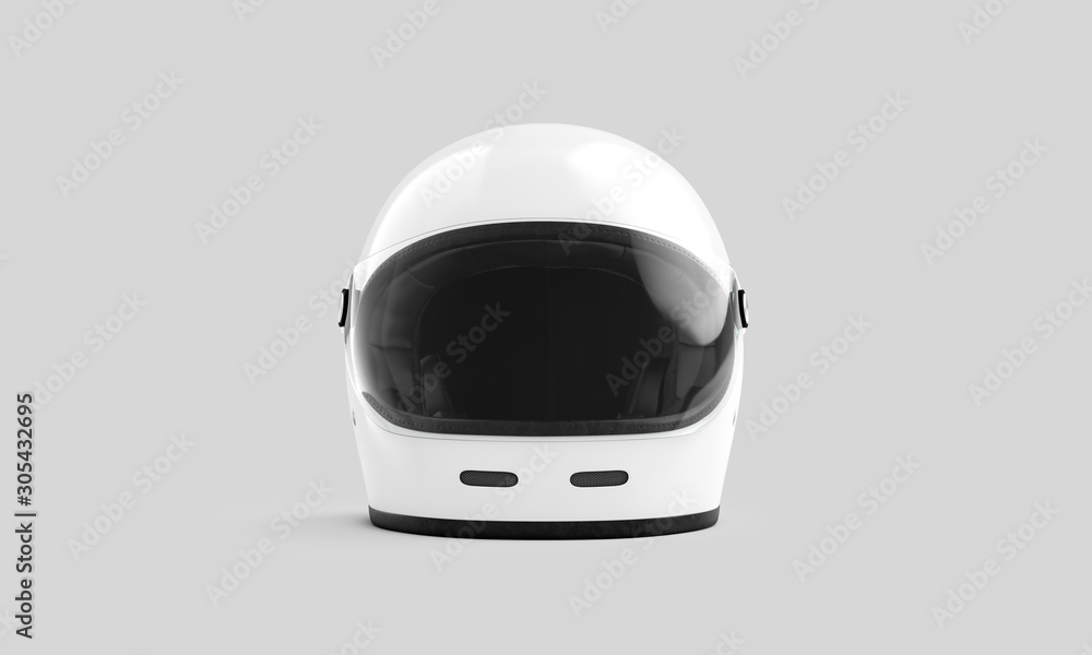 Blank white safety helmet with glass mock up, front view Blank white safety helmet with glass mock up, front view