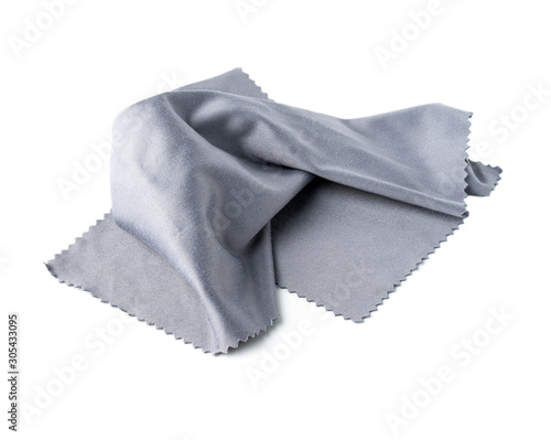 cloth for cleaning glass and lenses on a white background