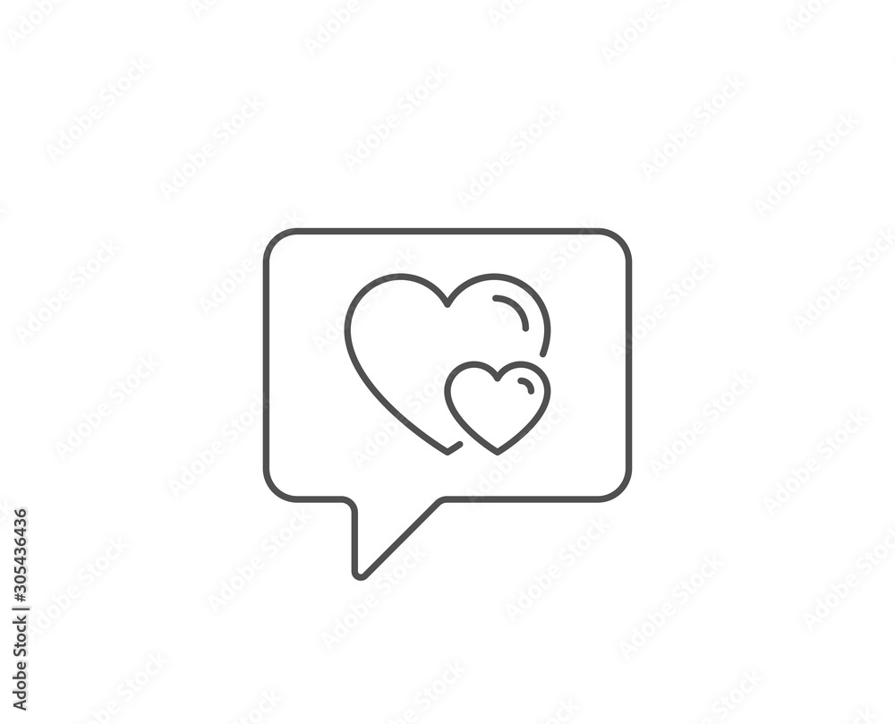 Couple Love line icon. Chat bubble design. Two Hearts sign. Valentines day symbol. Outline concept. Thin line hearts icon. Vector Couple Love line icon. Chat bubble design. Two Hearts sign. Valentines day symbol. Outline concept. Thin line hearts icon. Vector
