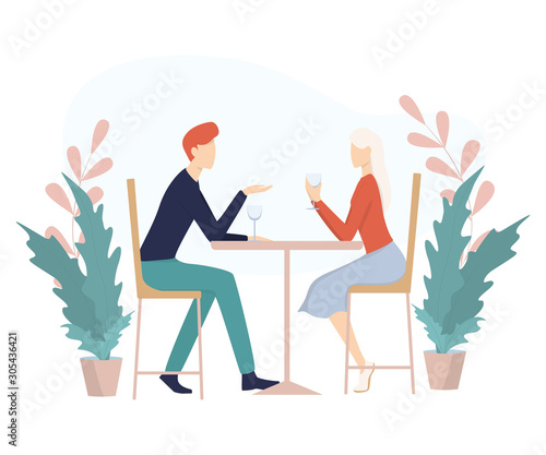 Romantic couple sitting in cafe