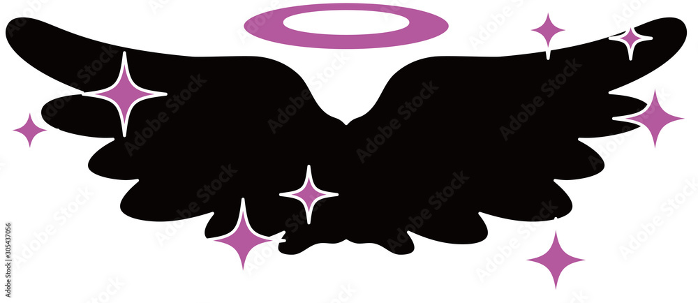 Cute Black Angel wings with angel ring and glitter Cute Black Angel wings with angel ring and glitter