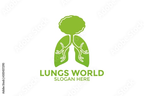 Lungs World logo design template