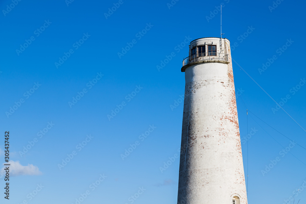 Leasowe Lighthouse against a blue sky