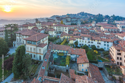 Italy, Lombardy, Bergamo, overview on the Citta Alta (upper citty)