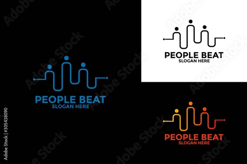 community logo template designs vector illustration, People Beat logo