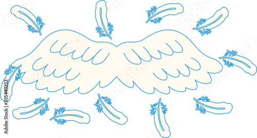 POP Angel wings of feathers fluttering
