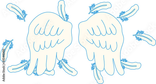 POP Angel wings of feathers fluttering