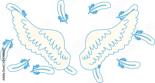 POP Angel wings of feathers fluttering