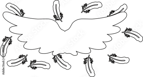 Angel wings of feathers fluttering