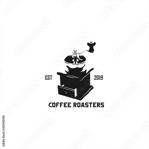 Coffee Logo Grinder Roaster Silhouette Vector