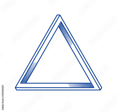 Sacred geometry triangle dimensional 3d impossible shape, vector logo or emblem design element.