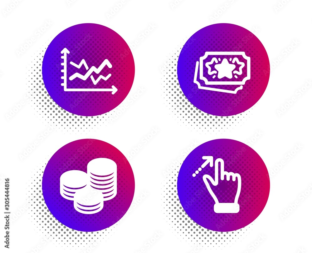 Loyalty points, Diagram chart and Tips icons simple set. Halftone dots button. Touchscreen gesture sign. Bonus coupon, Presentation graph, Cash coins. Swipe. Business set. Vector Loyalty points, Diagram chart and Tips icons simple set. Halftone dots button. Touchscreen gesture sign. Bonus coupon, Presentation graph, Cash coins. Swipe. Business set. Vector