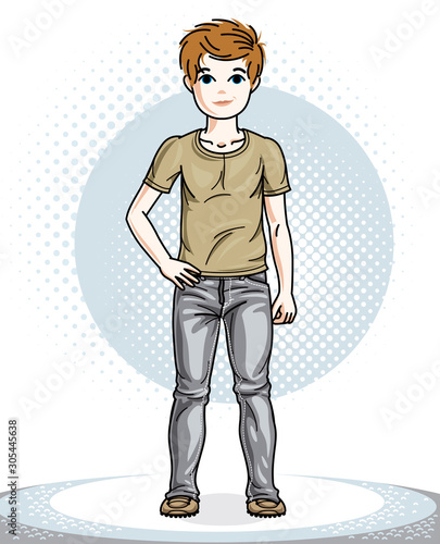 Cute happy young teen boy p...