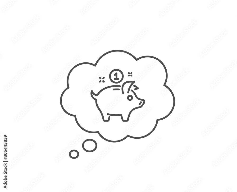 Saving money line icon. Chat bubble design. Piggy bank sign. Outline concept. Thin line saving money icon. Vector Saving money line icon. Chat bubble design. Piggy bank sign. Outline concept. Thin line saving money icon. Vector