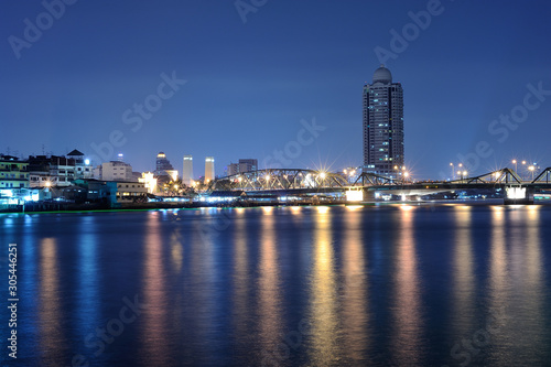 Bangkok night with chaopraya river