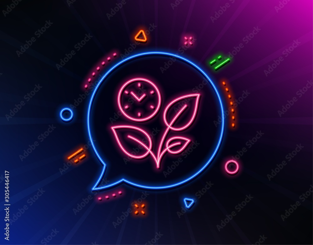 Leaves line icon. Neon laser lights. Grow plant leaf sign. Environmental care symbol. Glow laser speech bubble. Neon lights chat bubble. Banner badge with leaves icon. Vector Leaves line icon. Neon laser lights. Grow plant leaf sign. Environmental care symbol. Glow laser speech bubble. Neon lights chat bubble. Banner badge with leaves icon. Vector