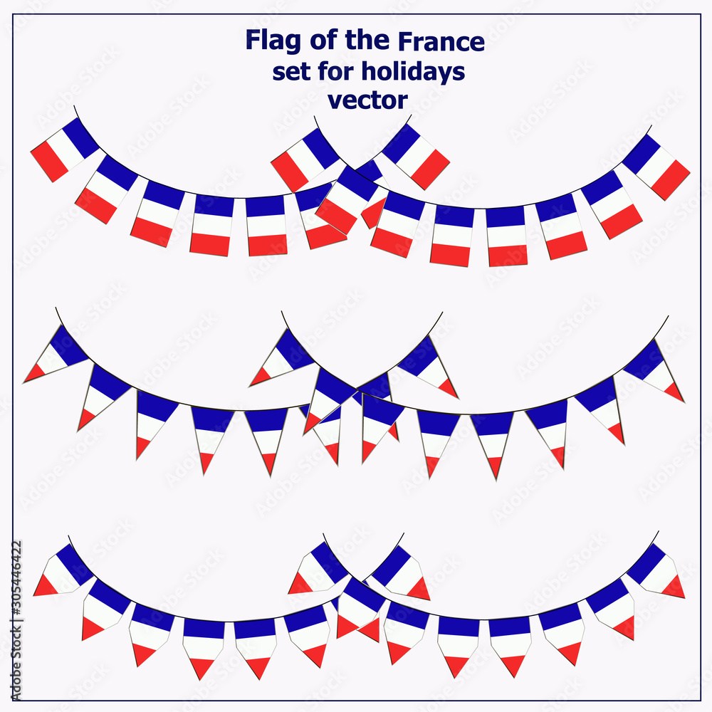 Obraz premium Bright set with flags France for holidays. Vector illustration with white background.