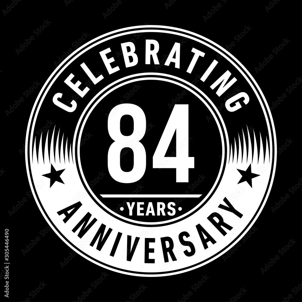 84 years anniversary celebration logo template. Eighty-four years vector and illustration.