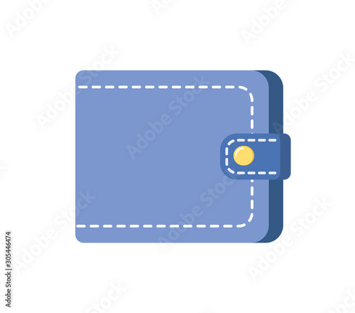 Male or female blue purse isolated money symbol. Vector leather wallet with fastener, stylish elegant handbag. Navy trendy pouch prosperity sign